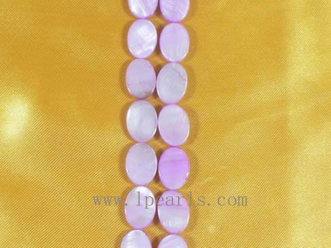 five strands of 10×15mm oval pink shell strands